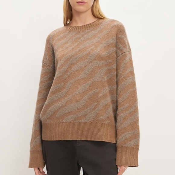 Everlane The Alpaca Tiger Jacquard Oversized Crewneck Sweater Size Small - Picture 1 of 5